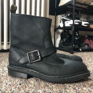 Black doc martens boots with silver buckle